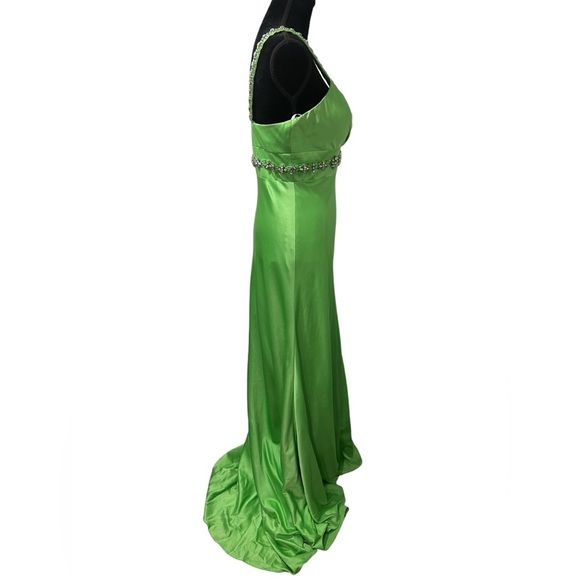 Lime green prom dress with beaded diamonds/ green formal dress/ by Coli Couture - Picture 8 of 16